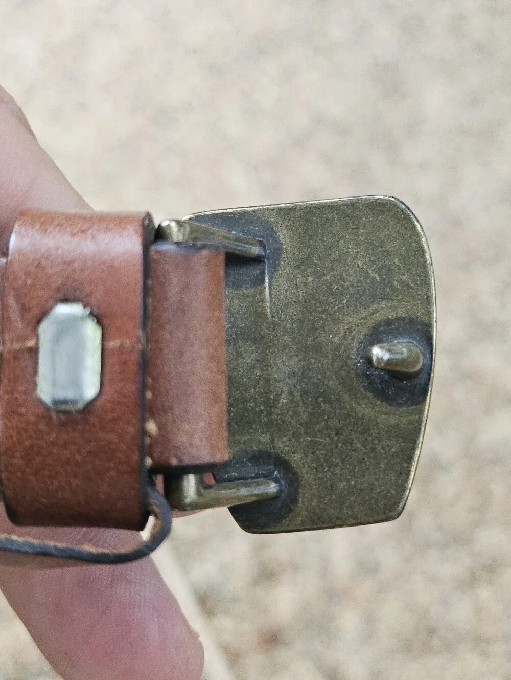 3D Brass MCM Style Owl Buckle Narrow Brown Leather Belt Size L